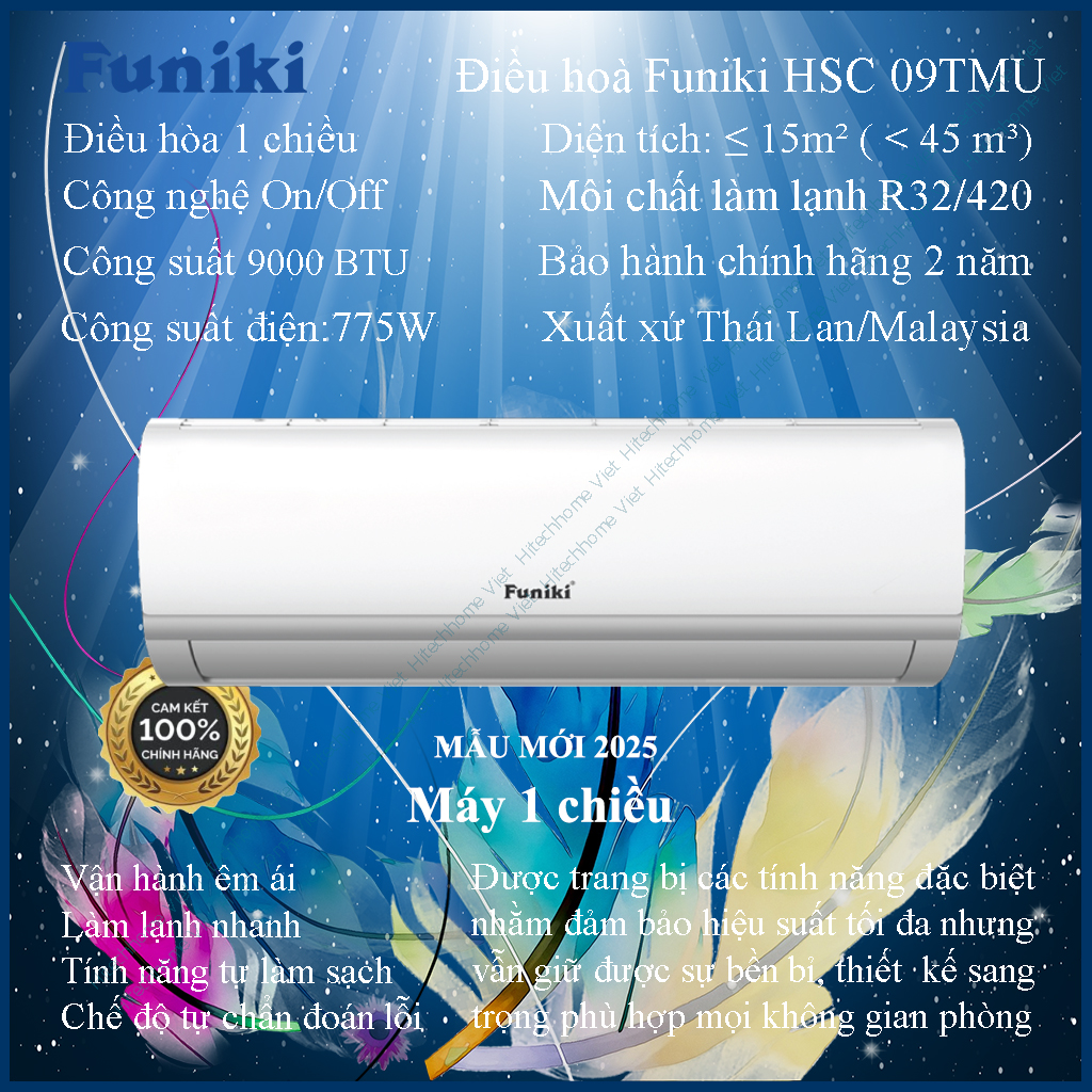 Điều hoà Funiki 9000BTU 1 chiều HSC 09TMU Chức năng Tubo Tự động báo Lỗi